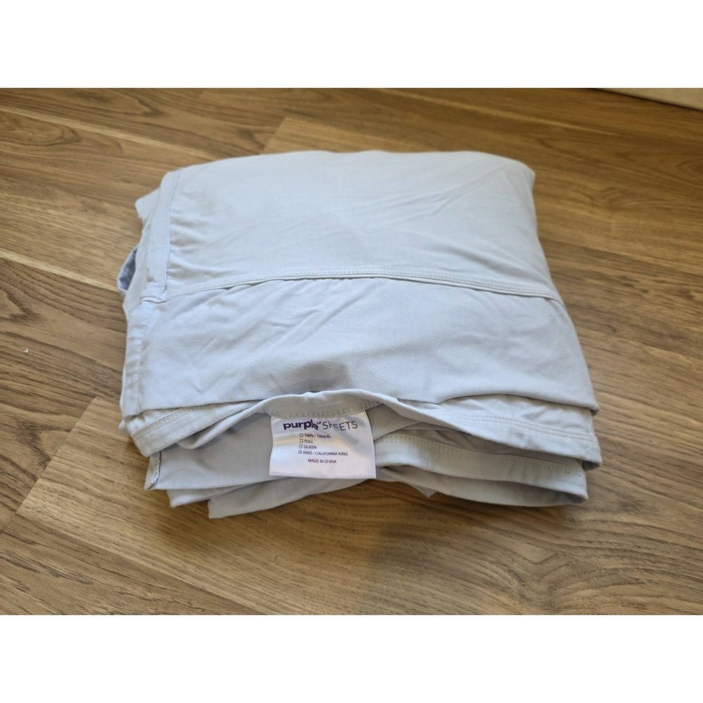 Purple Brand King Flat Sheet Gray Rayon Bamboo Lycra Soft Stretch Bedding